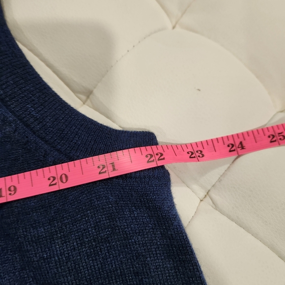 Turnbury Mens Large M 100% Extra Fine Merino Wool V Neck Sweater Blue - Picture 3 of 8